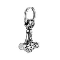 Vnox Heavy Viking Thor's Hammer Earrings for Men, Chunky Stainless Steel Punk Rock Earrings Jewelry Gift