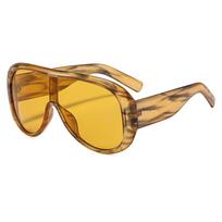 Retro Oversized Pilot Sunglasses Women Fashion Luxury Big Frame One Piece Gradient Sand Sunglasses Retro Classic Thick Shades