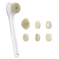 Electric Back Scrubber with 6 Brush Heads Waterproof 360 Degrees Rotation Long Handle Shower Brush Rechargeable Bath Tool for Exfoliation Massage balta