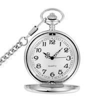 10pcs/lot Wholesale Luxury Smooth Gold/Silver Pocket Watch Men Women Fashion Necklace Pendant Chain Jewelry Pendant Clock Gift sidabras