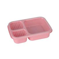 Divided Lunch Box with Sealing Prep Container Microwave Lid Multi-Compartment Meal Safe Bento Box for Work rožinė