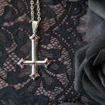 Puošnus juodo emalio apverstas kryžiaus karoliai - Unikaliai sataniški gotiški punk papuošalai vyrams moterims Vintažinis gotiškas aksesuaras raudona