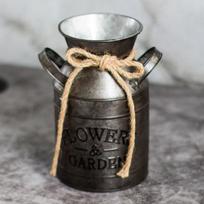 Vintage Milk Can Vase, , Galvanized Metal Rustic Shabby Holder for Wedding Outdoor Patio Office