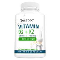Vitamin D3 125 Mcg + K2 100 Mcg Dietary Supplement, 120 Capsules Per Bottle 120 Capsules
