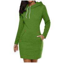 Stylish Long Sleeve Hoodie Dress with Pockets for Casual Comfort Perfect for Women Seeking Versatile Fall Fashion S