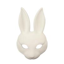 Realistic White Rabbit Mask Novelty Rabbit Face PU Leather Mask Handmade DIY Crafting DIY Rabbit Mask Cosplay Costumes balta