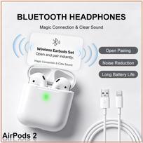 AirPods 2nd Gen Wireless Bluetooth Headphones Half In Ear Design Bluetooth 5.3 Chip Long Battery Life Dual Mic HD Call All Day Comfort Earphones balta