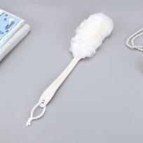 Long Handle Bath Brush Bathroom Family Back Scrub Bubble Bath Gauze Can Be Hung Back Bath Ball Brush 43CM balta