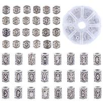 48 vnt./rinkinys Vikings Rune Beard Bead Hair Tube karoliukai Dredlock Beads Plaukų karoliukai