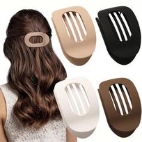 4PCS/Set  Matte Seamless Grab Clip Hairpin Simple Back Head Leopard Print Shark Clip Duck Bill Clip Hair Accessories beige