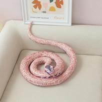 Simulated boa constrictor, coiled snake doll, plush toy, zodiac snake doll, boy tricky and funny rag doll 200cm（0.35kg） rožinė