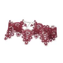 Vintage Lace Choker Necklace Stylish Pendant Adjustable Length Elegant Collar for Women Fashion Jewelry Accessory vyno raudonos spalvos