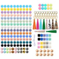 221Pcs Silicone Beads Set Loose Silicone Beads Colourful Round Geometric Beads with 5m Rope Cow Beads for DIY Crafts 1