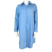 Denim Dress Single Breasted Pockets Summer Buttons Knee Length Dress Streetwear L šviesiai mėlyna spalva