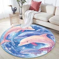 Dolphin pattern round rug,Carpet Rug for Living Room Bedroom Sofa Playroom Decor,Non-slip Floor Mat,Holiday Gifts and Birthday Gifts 80cmx80cm
