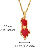 Anniyo Albania map and Eagle Flag Pendant Necklaces for Women Men Gold Color/Silver Color Albanian Jewelry #148921 Pendant Chain&45cm OR 17.7 Inches