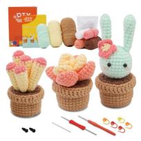 Crochet Pot Plant Kits, Knitting Kits with Yarn, Crochet Hooks, Instructions
