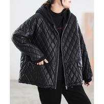 100Kg large size women's  Korean version loose thickened padded hooded leather jacket women's new winter jacket women's trend L [100-75 kg]