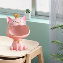 Cat Statue Holder Resin Animal Figurine Sculpture Bowl Desk Key Serving Tray Storage Box for Cabinet rožinė