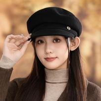 Versatile British Style Style Beret Lady FallSeason and ColdSeason Windproof Warm Painter BrandNewspaper Boy Hat Korean Style Style Star Anise Hat One Size