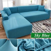 Sofa Case Designed For Living Room Thick Stretchy Polar Fleece 1 /2 /3 /4 Seater L -Shaped Corner Sofa Case Designed For Sofa Chaise Longue 1 Seater 90-130cm dangaus mėlyna spalva