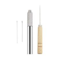 Doll Hair Rooting Device Hair Rooted Needle Wood Handle Design Hair Transplant Tool for Beginners Expert Crafting Use white