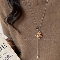 Women's Autumn and Winter Long Vintage Pony Pendant Necklace