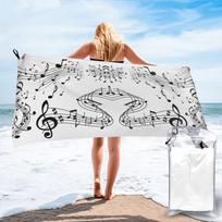 Abstract Piano Keys With Musical Notes Beach Towel Soft Microfiber Quick Dry Absorbent Quick Towels For Bath W30*H60(CM)