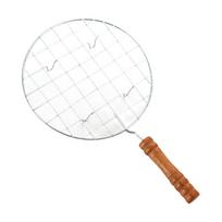 Portable Stainless Steel BBQ Grill Net Round with Handle BBQ Mesh Non-Stick Multi-functional Wire Roaster Outdoor Cooking