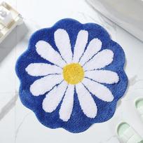 Cute Non Slip Flower Rug Imitation Cashmere Daisy Bath Door Mat Flocking Tufted Washable Crawling Carpet Bedroom Living Room tamsiai mėlyna spalva