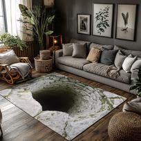 Optical Illusion Well Rug, Deep Pit Design Carpet for Lounge, Plush Non-Slip Mat with Realistic 3D Effect 50x80cm