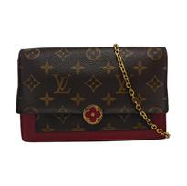 [Pre-Owned] Flore Flower Buckle Classic Monogram Coated Canvas With Calfskin Flower Chain Clutch Shoulder Crossbody Bag - Good #T8HI00 ONE SIZE