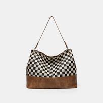 Chessboard Splicing Large-Capacity Casual Shoulder Bag Women'S Tote Bag Retro Work Commuting Trend Versatile Messenger Bag ruda