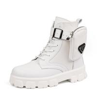 New Fashion Men's White Boots Autumn Winter Superstar Pocket Motorcycle Shoes Men Platform Boots Comfort Leather Ankle Boots Man 39