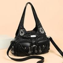 Tote Bag - A Retro Multi-pocket Shoulder Bag for Fashionable Women, Perfect for Cross-body Use. juoda