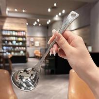 Nerūdijančio plieno sriubos samtis su žuvies žvynų rankena - Sandarus ir ilgaamžis, skirtas naudoti namuose ir restorane (as the picture,Soup spoon) gray
