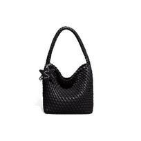 2025 Trendy Champagne Gold Woven Tote Bag for Women Large Capacity Bucket Bag Elegant Handbag & Shoulder Bag with Detachable Pouch