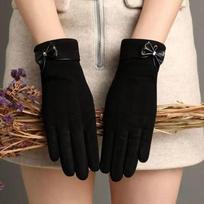 Šiltos pirštinės Žieminės pirštinės su jutikliniu ekranu Stilingos pirštinės su kaspinėlio dekoracija moterims 1 Pair juoda
