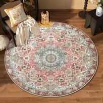 Bohemian Style Living Room Decoration Non-slip Round Carpet Room Decor Aesthetic Soft Bedroom Rug Easy Clean Cloakroom Chair Mat 2.6ft(80x80cm)