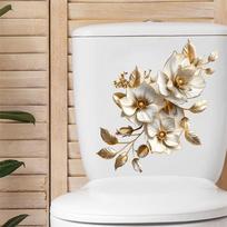 Gražus Lotus tualeto lipdukas Vonios tualeto dangtis Dekoratyvinis vandeniui atsparus lipdukas onesize white