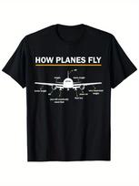 How Planes Fly Diagram Funny Aerospace Engineering Aviation  design-100% cotton O-neck short sleeve printed men's T-shirt. S