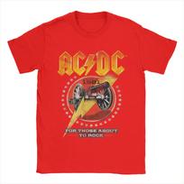 Vyriškas marškinėlis AC-DC Roko Muzikos Grupė For Those About To Rock 1981 Juokingas Grynos Medvilnės Marškinėlis T-shirt Apvalia Kaklo Apykakle Drabužiai Su Spauda S raudona