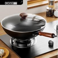 KSISE Artisan Hammered Carbon Steel Wok