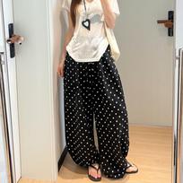 Wide Leg Pants Women Summer Elastic Waist Thin Linen Trousers Ladies White Loose Drawstring Straight Linen Pants Women XS juoda