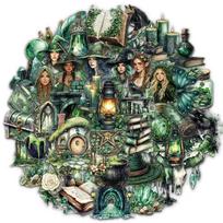 50PCS Witch of the Woods Theme Stickers Scrapbooking Collage Material Decorative Phone Case Frame DIY Waterproof Stickers