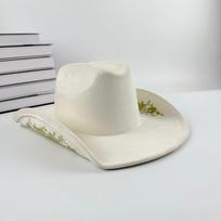 Western Cowboy Hat Embroidered Roses Suede Leather Wide Brim Unisex for Men Women Spring Summer Fashion M 56-58cm balta
