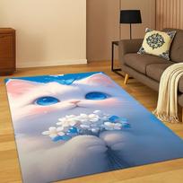 3D Cute Cat Pattern Carpet Rug Floor Mat for Home Bedroom Living Room Sofa Doormat Kitchen Decor Home Living Room Decoration 40X60CM