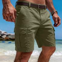Men's Casual Work Pants With Multiple Pockets, Summer Sport Work Pants, Short Waist Pants, Five-pocket Pants L armijos žalia spalva