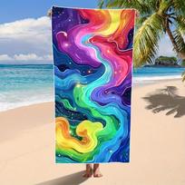 Colorful Galaxy-Printed Beach Towel: Dive into Summer Vibes! Suitable for towels, bath towels, beach towels W30*H60(CM)