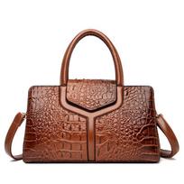 Crocodile Pattern Women's Shoulder Tote - European & American Retro Fashion with Zipper, Large Capacity